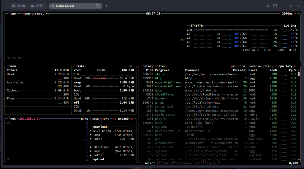 btop Terminal Monitor Screenshot