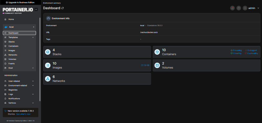 Portainer Dashboard Screenshot